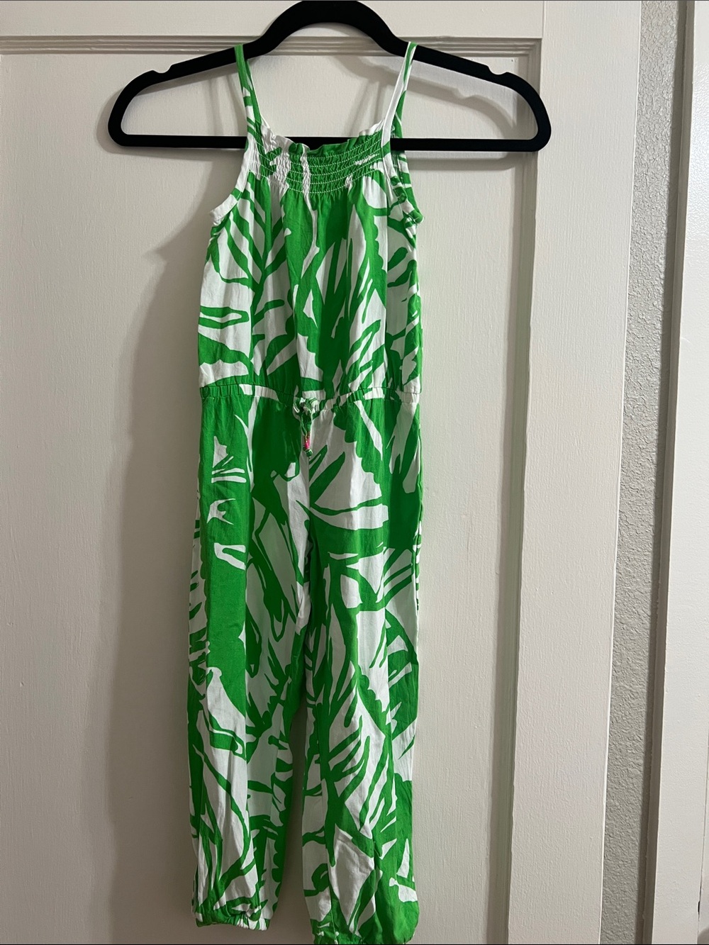 Green Leaf-Print Toddler Girl Jumpsuit